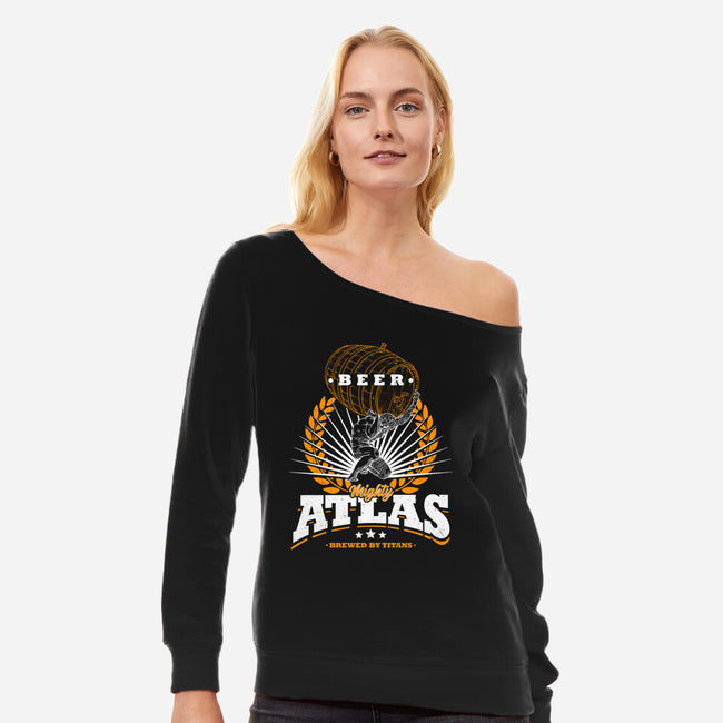 Mighty Atlas Beer-Womens-Off Shoulder-Sweatshirt-Getsousa!