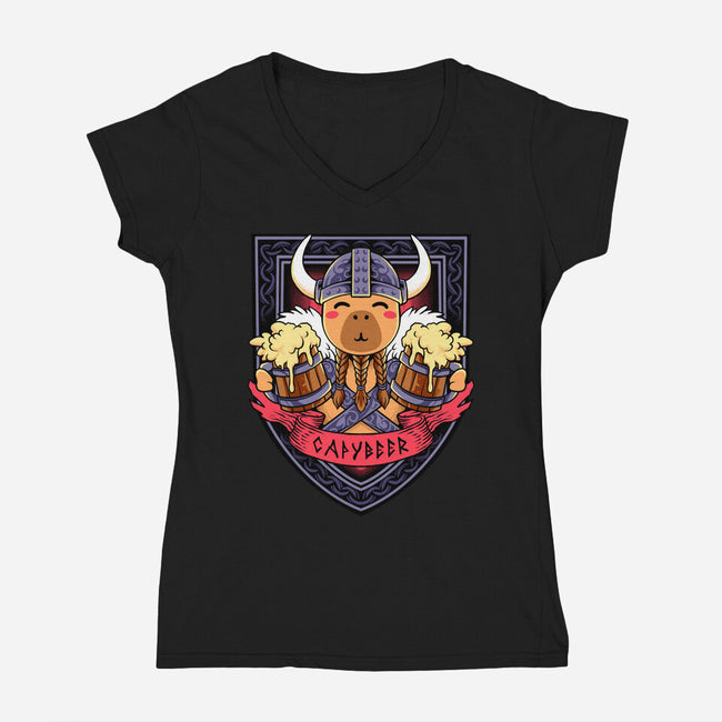 Capybeer-Womens-V-Neck-Tee-spoilerinc