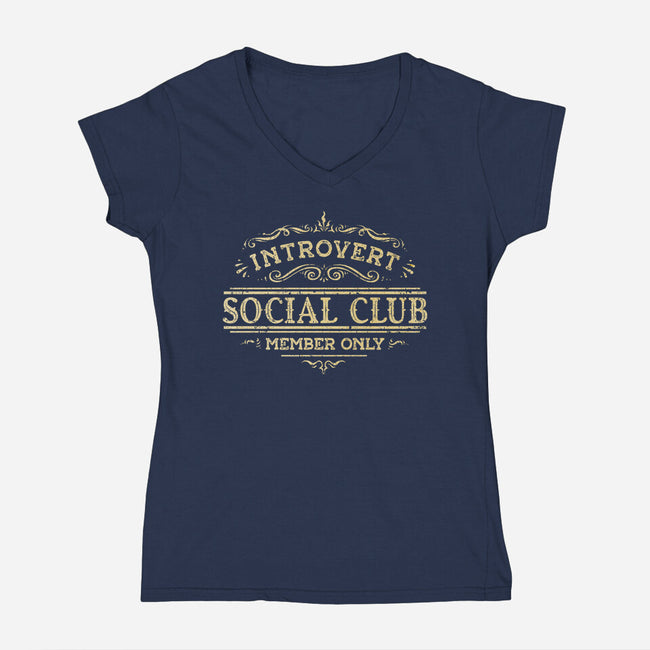 Introvert Social Club-Womens-V-Neck-Tee-kg07