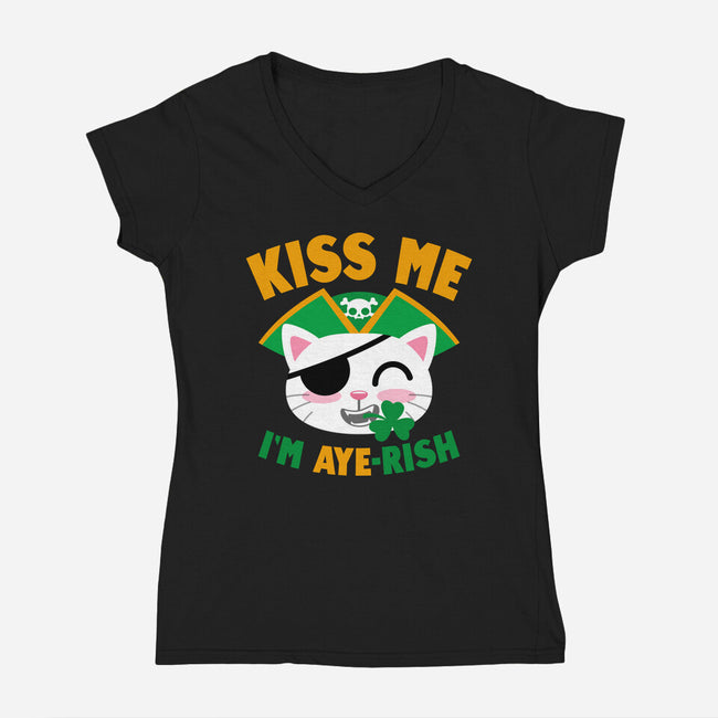 Kiss Me I'm Aye-rish-Womens-V-Neck-Tee-Boggs Nicolas