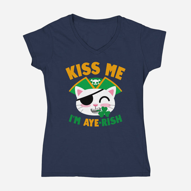 Kiss Me I'm Aye-rish-Womens-V-Neck-Tee-Boggs Nicolas