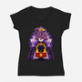 Dark Queen Flower Face-Womens-V-Neck-Tee-rmatix