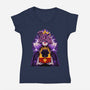 Dark Queen Flower Face-Womens-V-Neck-Tee-rmatix