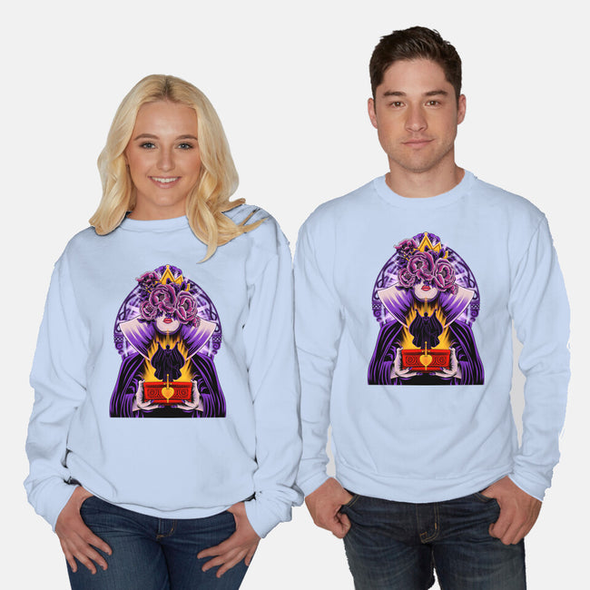 Dark Queen Flower Face-Unisex-Crew Neck-Sweatshirt-rmatix
