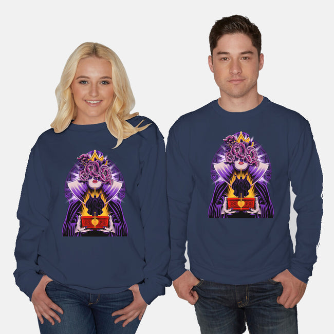 Dark Queen Flower Face-Unisex-Crew Neck-Sweatshirt-rmatix