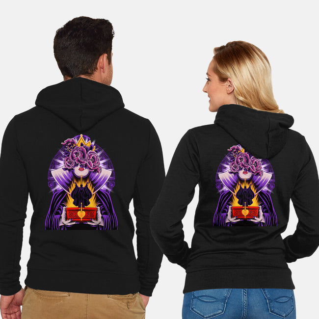 Dark Queen Flower Face-Unisex-Zip-Up-Sweatshirt-rmatix