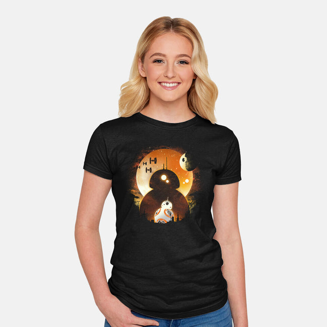 Astromech Night-Womens-Fitted-Tee-dandingeroz