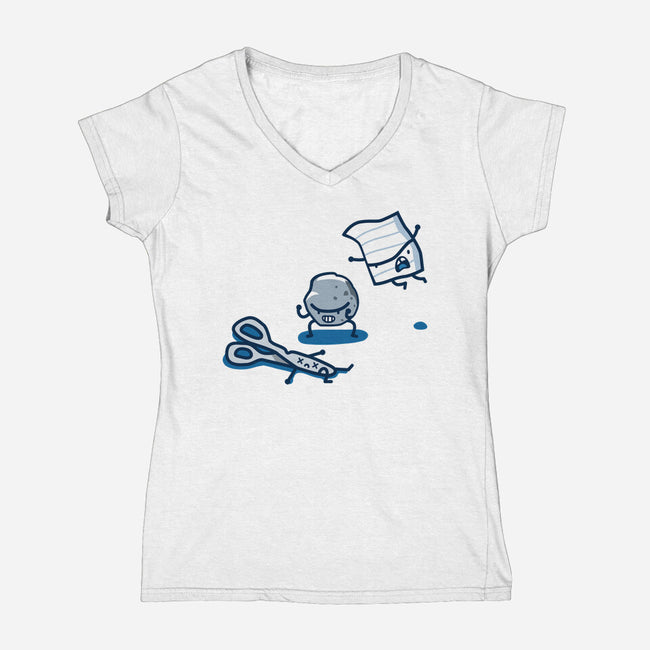 Rock Paper Scissors-Womens-V-Neck-Tee-demonigote