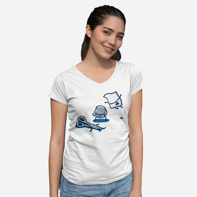 Rock Paper Scissors-Womens-V-Neck-Tee-demonigote