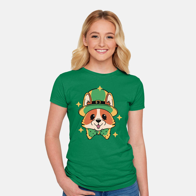 Lucky Corgi-Womens-Fitted-Tee-brunopires