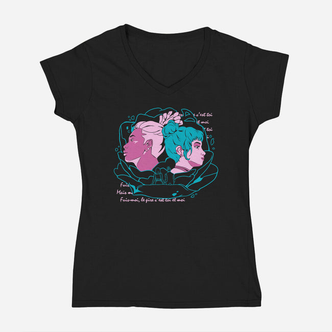 Jinx And Ekko-Womens-V-Neck-Tee-yumie