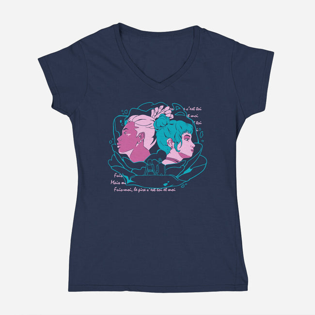 Jinx And Ekko-Womens-V-Neck-Tee-yumie