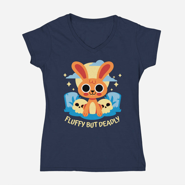 Fluffy But Deadly-Womens-V-Neck-Tee-FunkVampire