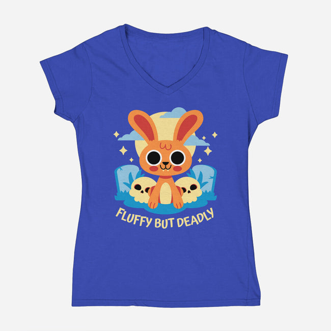 Fluffy But Deadly-Womens-V-Neck-Tee-FunkVampire