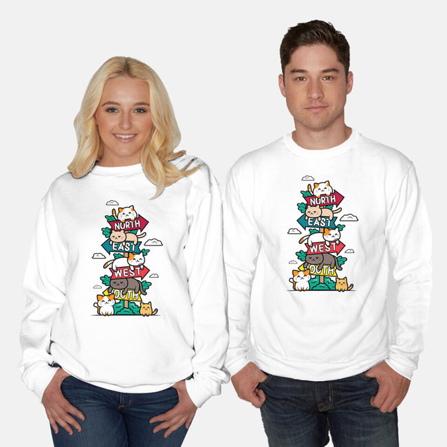 Travel Arrow Cats-Unisex-Crew Neck-Sweatshirt-krisren28