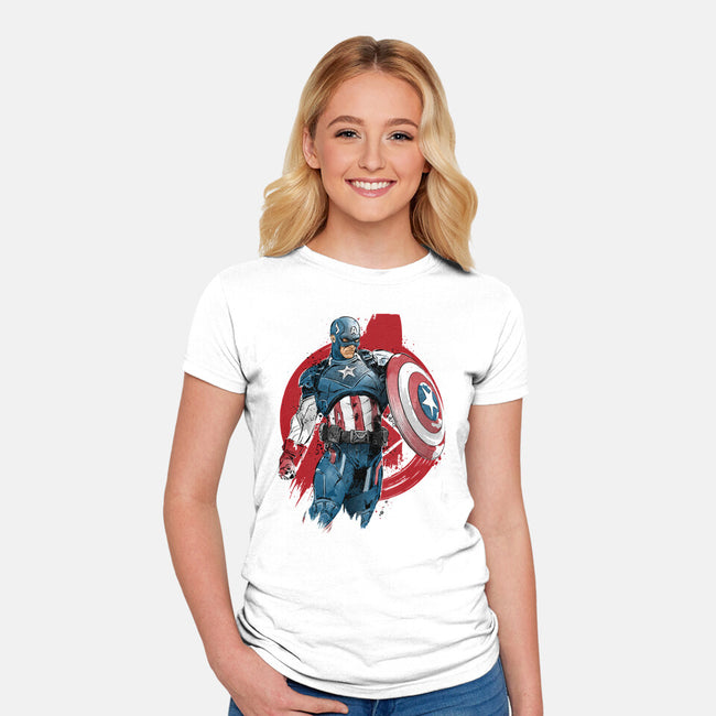The First Avenger-Womens-Fitted-Tee-DrMonekers