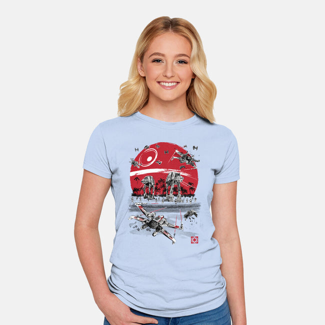 Battle On The Beach-Womens-Fitted-Tee-DrMonekers