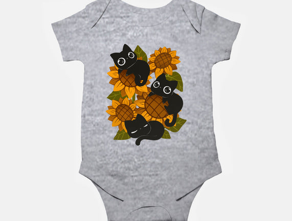 Sunflowers And Black Kitties