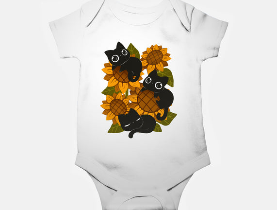 Sunflowers And Black Kitties