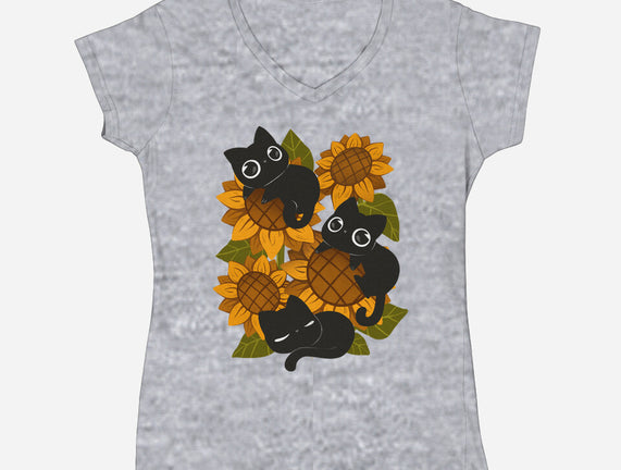 Sunflowers And Black Kitties
