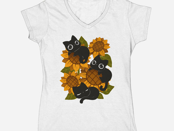 Sunflowers And Black Kitties
