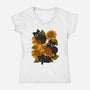 Sunflowers And Black Kitties-Womens-V-Neck-Tee-ricolaa