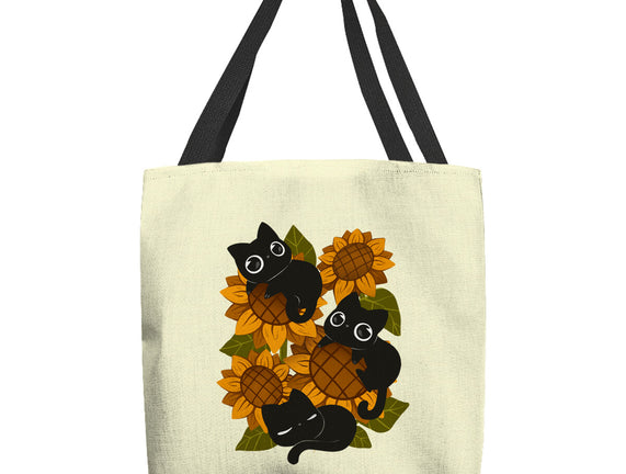 Sunflowers And Black Kitties