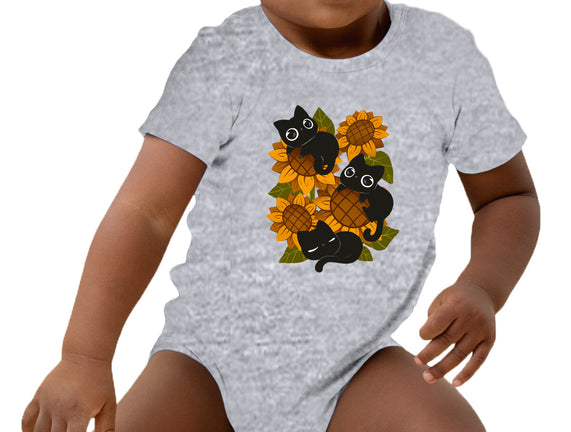 Sunflowers And Black Kitties