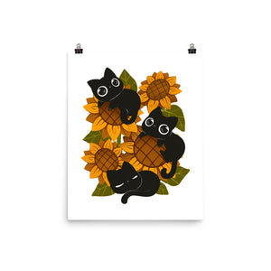 Sunflowers And Black Kitties