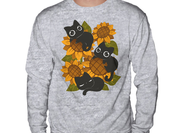Sunflowers And Black Kitties