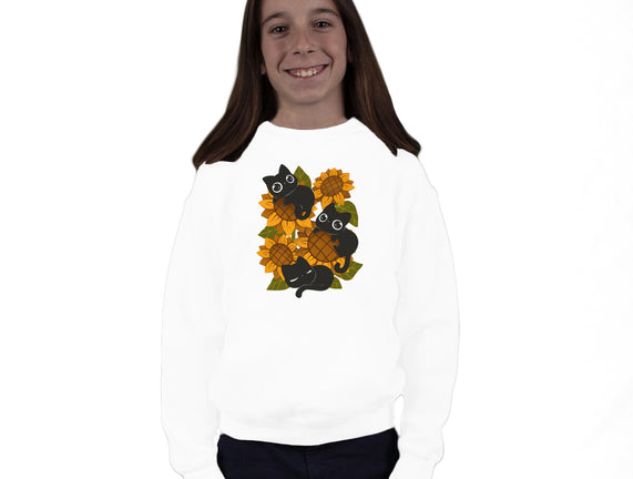 Sunflowers And Black Kitties