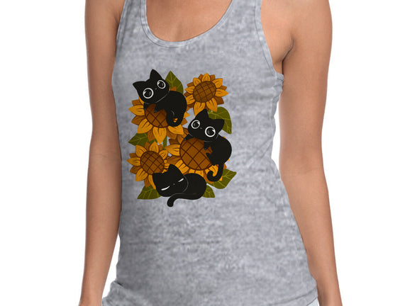 Sunflowers And Black Kitties