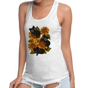 Sunflowers And Black Kitties