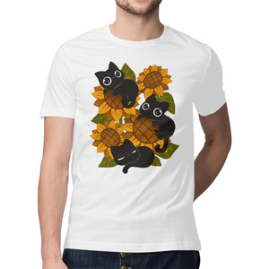 Sunflowers And Black Kitties