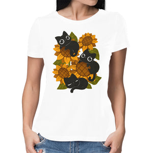 Sunflowers And Black Kitties