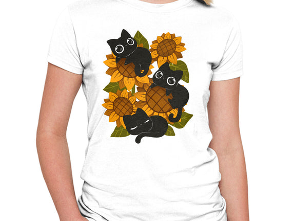 Sunflowers And Black Kitties