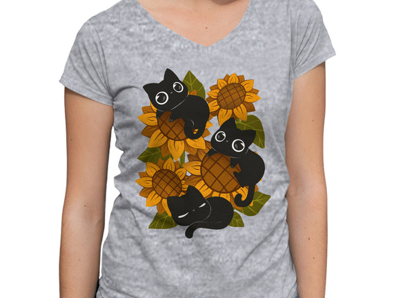 Sunflowers And Black Kitties