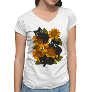 Sunflowers And Black Kitties