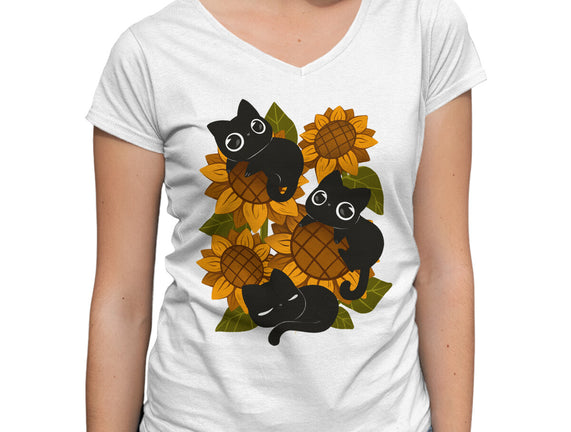 Sunflowers And Black Kitties