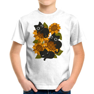 Sunflowers And Black Kitties