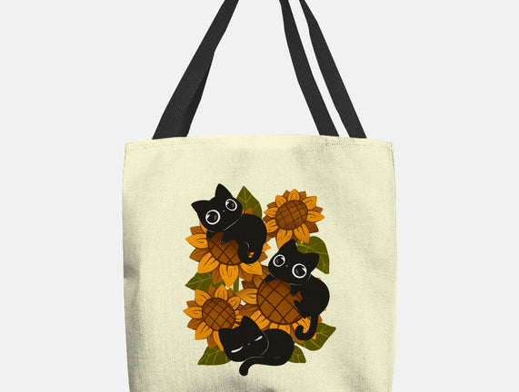 Sunflowers And Black Kitties