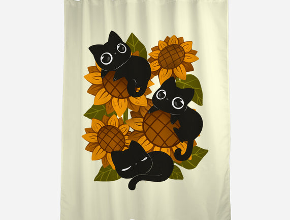 Sunflowers And Black Kitties