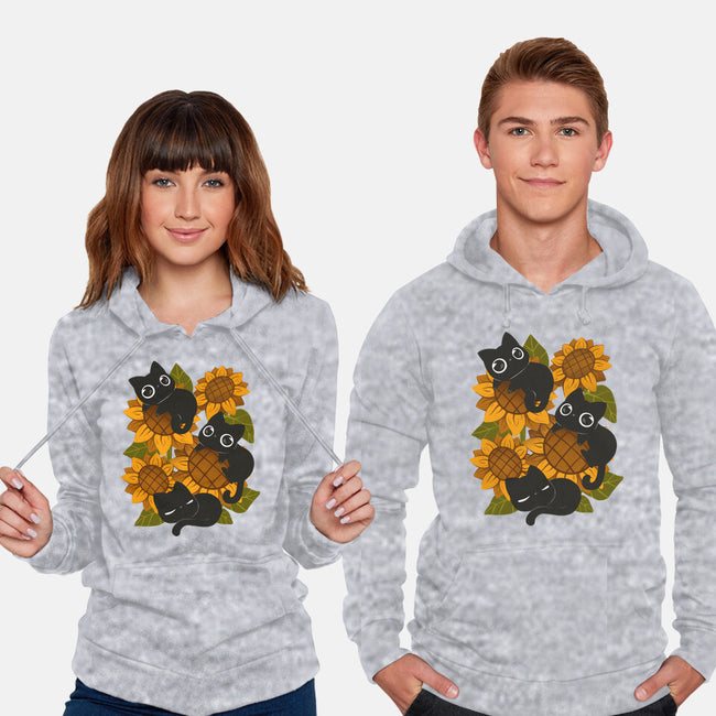 Sunflowers And Black Kitties-Unisex-Pullover-Sweatshirt-ricolaa