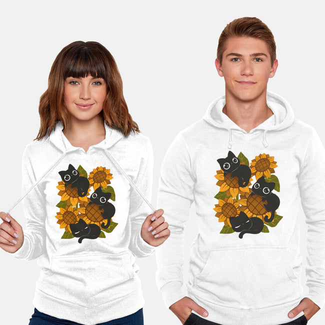 Sunflowers And Black Kitties-Unisex-Pullover-Sweatshirt-ricolaa