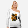 Sunflowers And Black Kitties-Womens-Off Shoulder-Sweatshirt-ricolaa