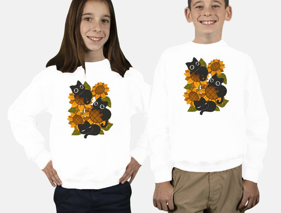 Sunflowers And Black Kitties