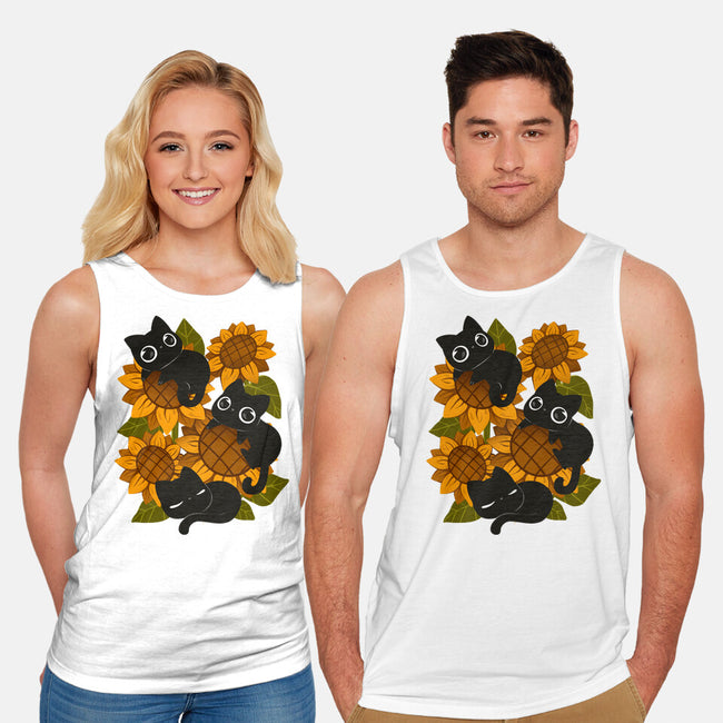 Sunflowers And Black Kitties-Unisex-Basic-Tank-ricolaa