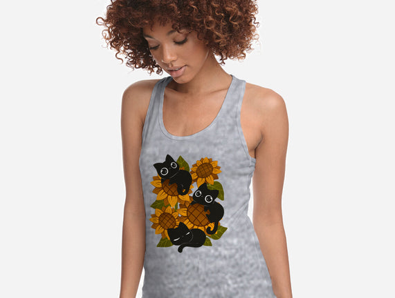 Sunflowers And Black Kitties