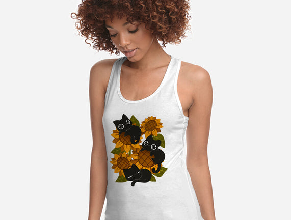 Sunflowers And Black Kitties