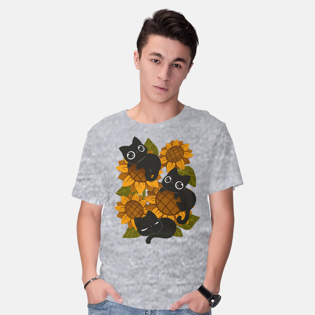 Sunflowers And Black Kitties-Mens-Basic-Tee-ricolaa